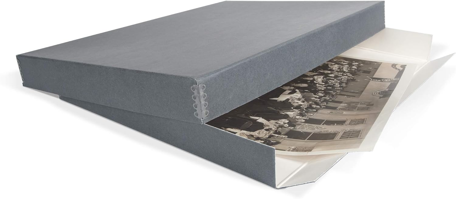 Gaylord Archival Blue/Grey Drop-Front Newspaper Box for Preservation