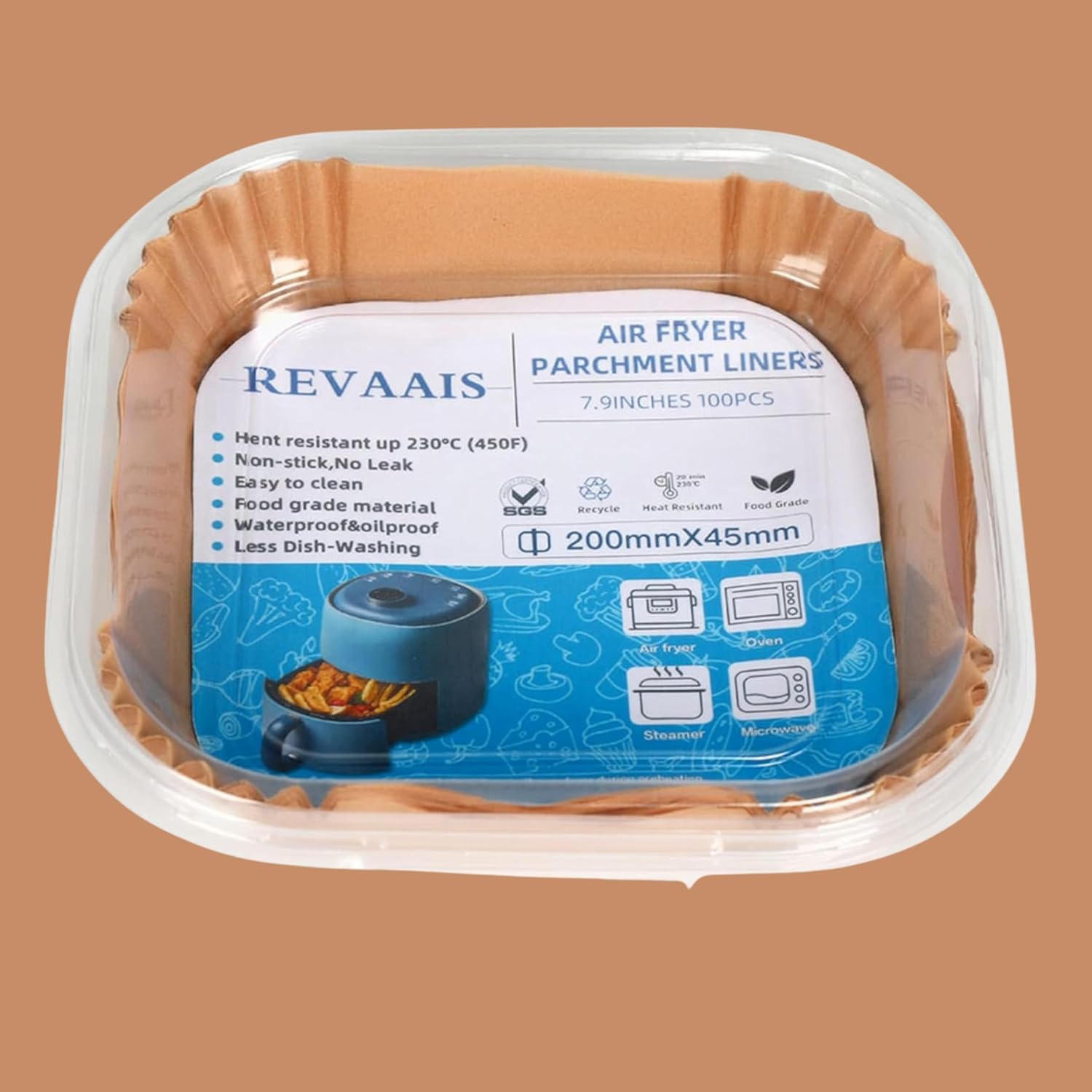 Non-Bleached Air Fryer Liners - 7.9 Inch