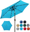 7.5 ft Solar Patio Umbrella with 18 LEDs - Lighted Market Shade