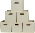 Foldable Fabric Storage Bins Set of 6 - Natural Cubby Cubes for Home