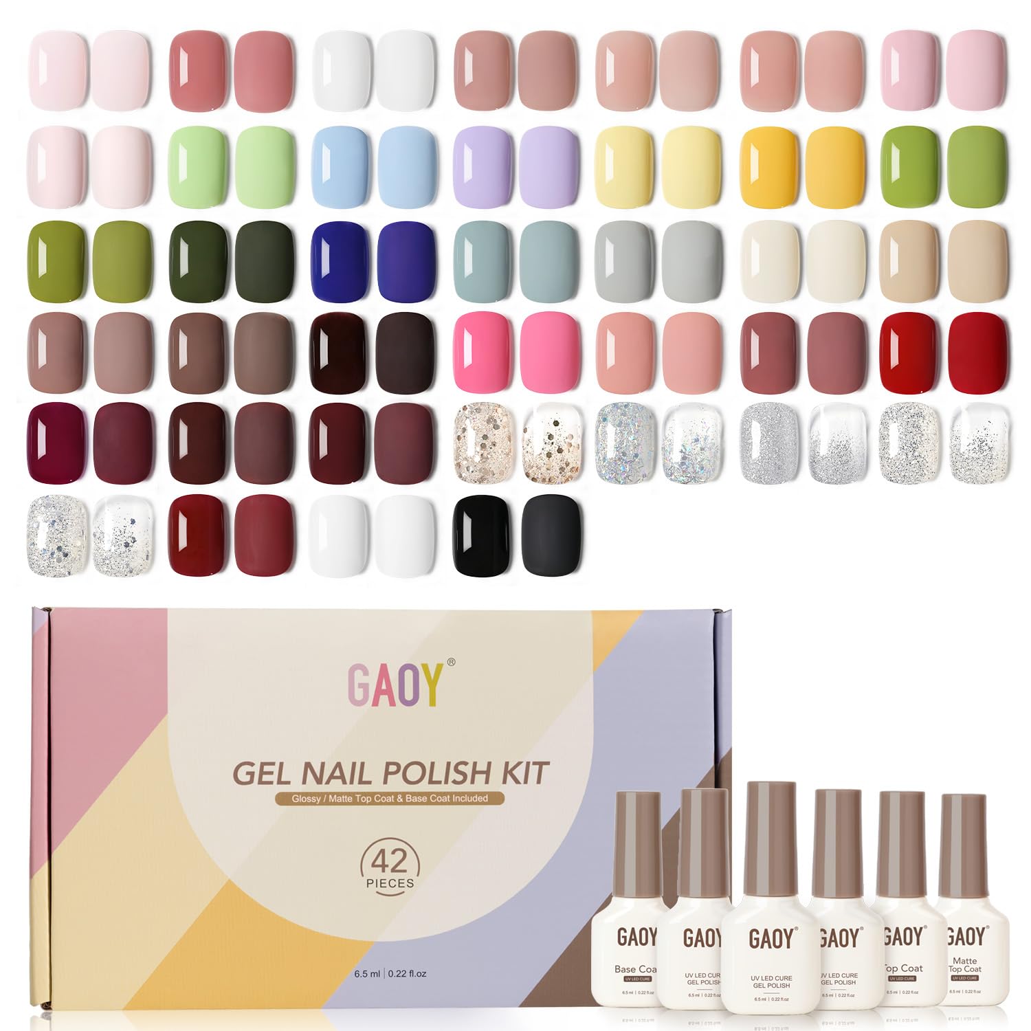 GAOY 42 Pcs Gel Nail Polish Kit for Stunning DIY Manicures
