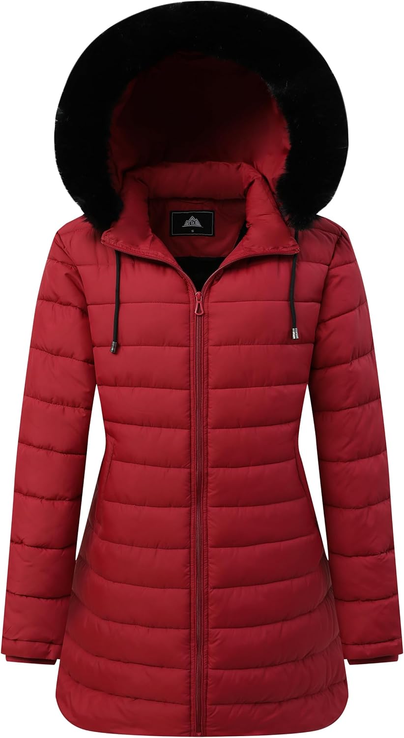 GOLDLADIES Women's Waterproof Long Down Jacket for Winter Wear