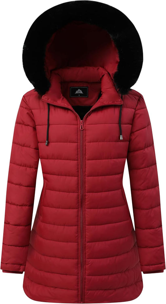 GOLDLADIES Women's Waterproof Long Down Jacket for Winter Wear