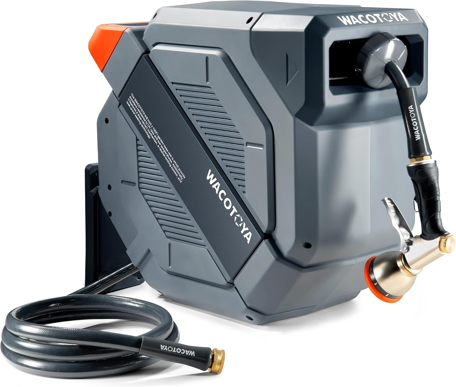 Retractable Garden Hose Reel with Metal Bracket and Nozzle