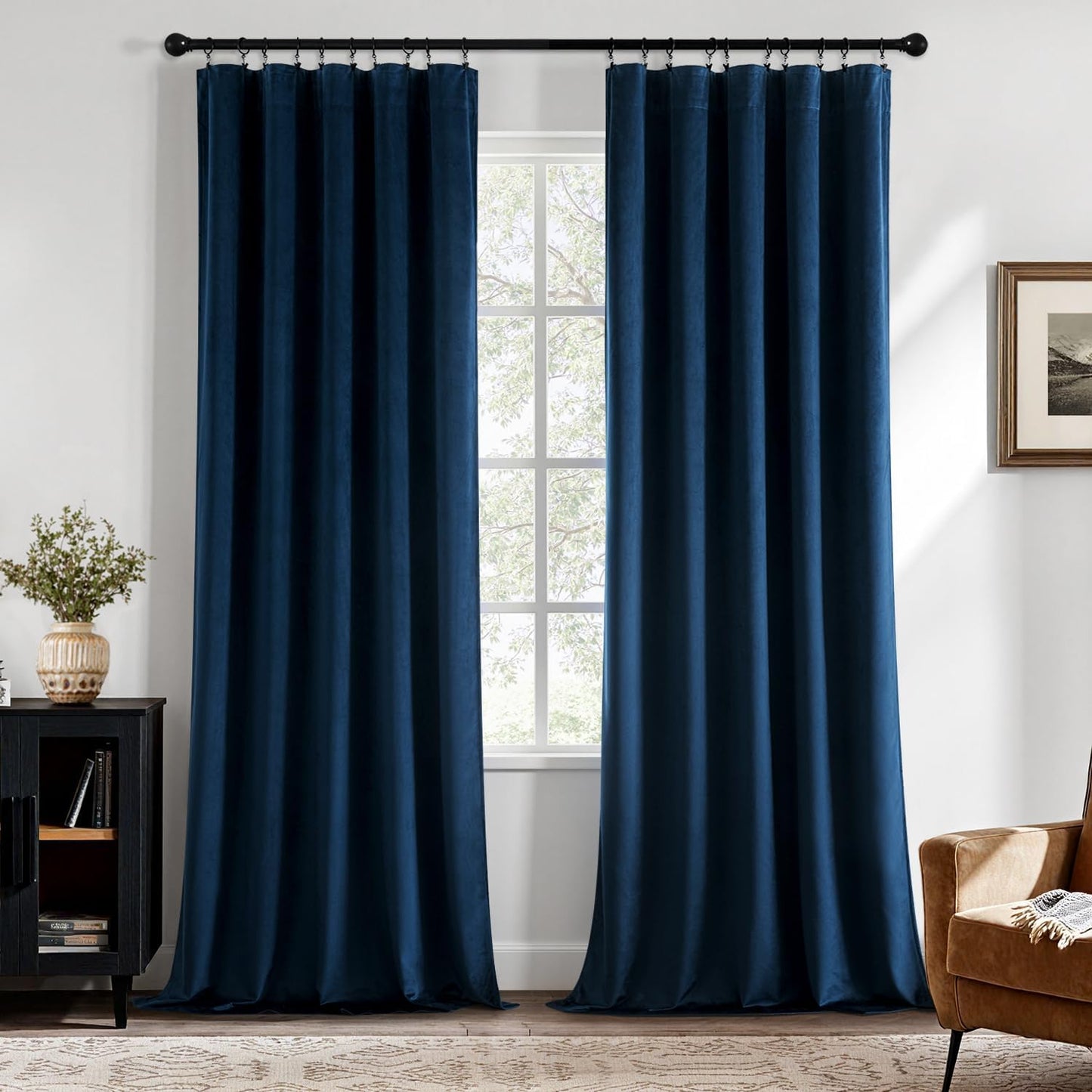 MIULEE Navy Blue Velvet Curtains for Luxurious Room Darkening