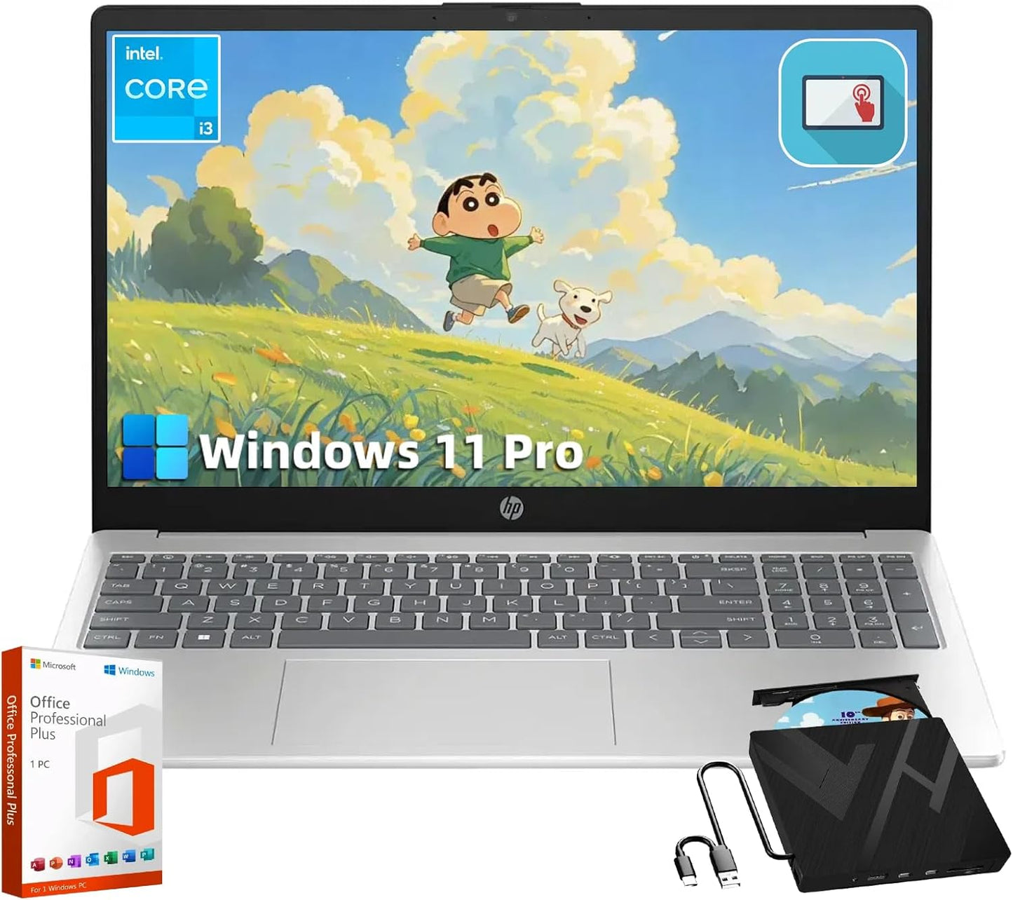 HP 15.6 Touchscreen Laptop - Windows 11 Pro | Lifetime Office | 16GB RAM + 1TB SSD