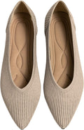Women's Pointed Toe Knit Ballet Flats - Comfortable All-Day Wear upper