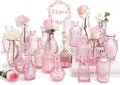 Pink Glass Bud Vases 22 Pack - Mini Vintage Centerpiece Set
