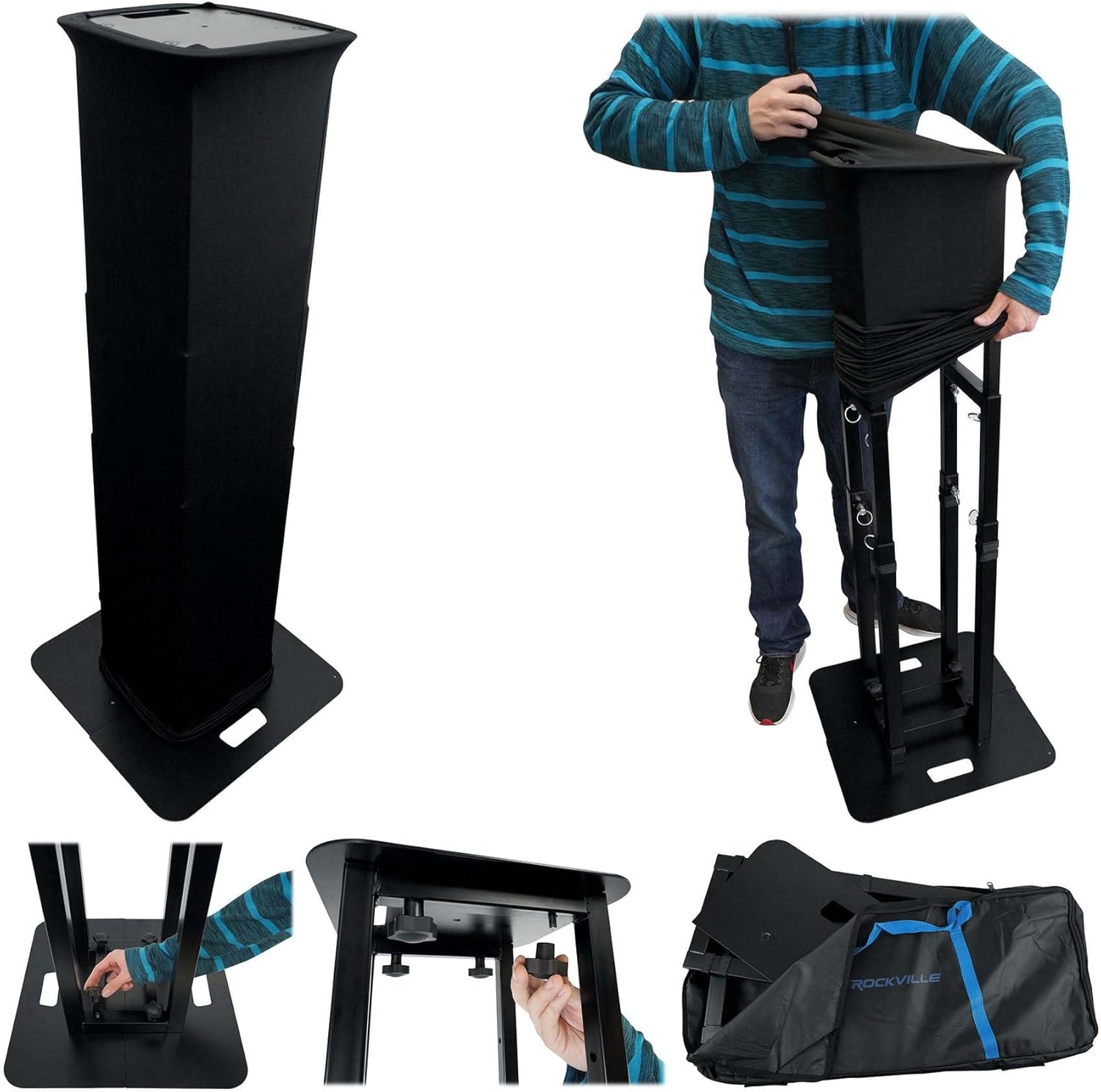 Rockville RTP-GO Portable DJ Totem Light Stand for Events