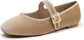 Trary Women's Ballet Flats Square Toe Velvet Mary Jane Shoes both