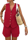 Women Two Piece Summer Vest and Shorts Set - Lightweight Summer Outfit