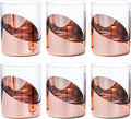 Modern Cocktail Glasses 12 oz Set of 6 - Angled Copper Dipped