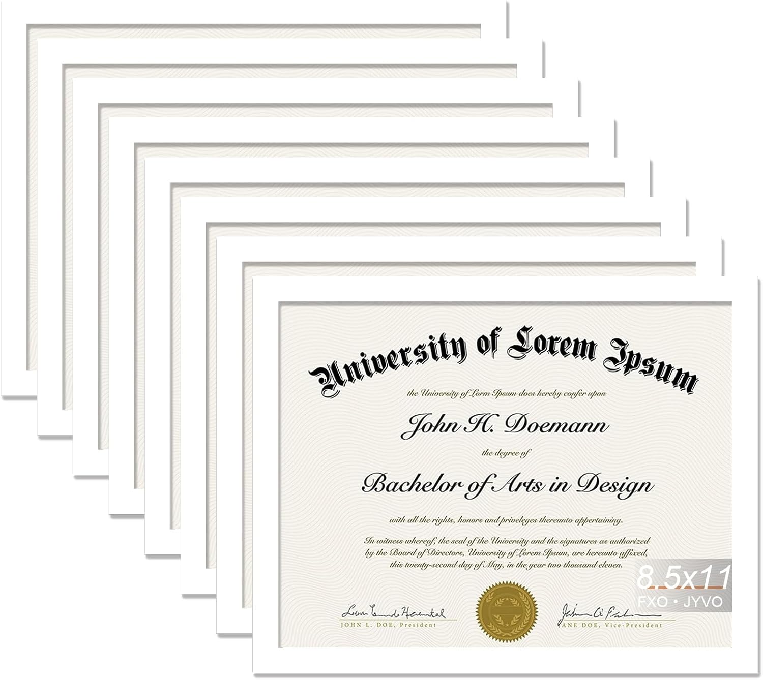 White 8.5x11 Frame Display for Document and Certificate Use