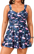 Plus Size Tankini Swimdress with Shorts - Flattering Tummy Control
