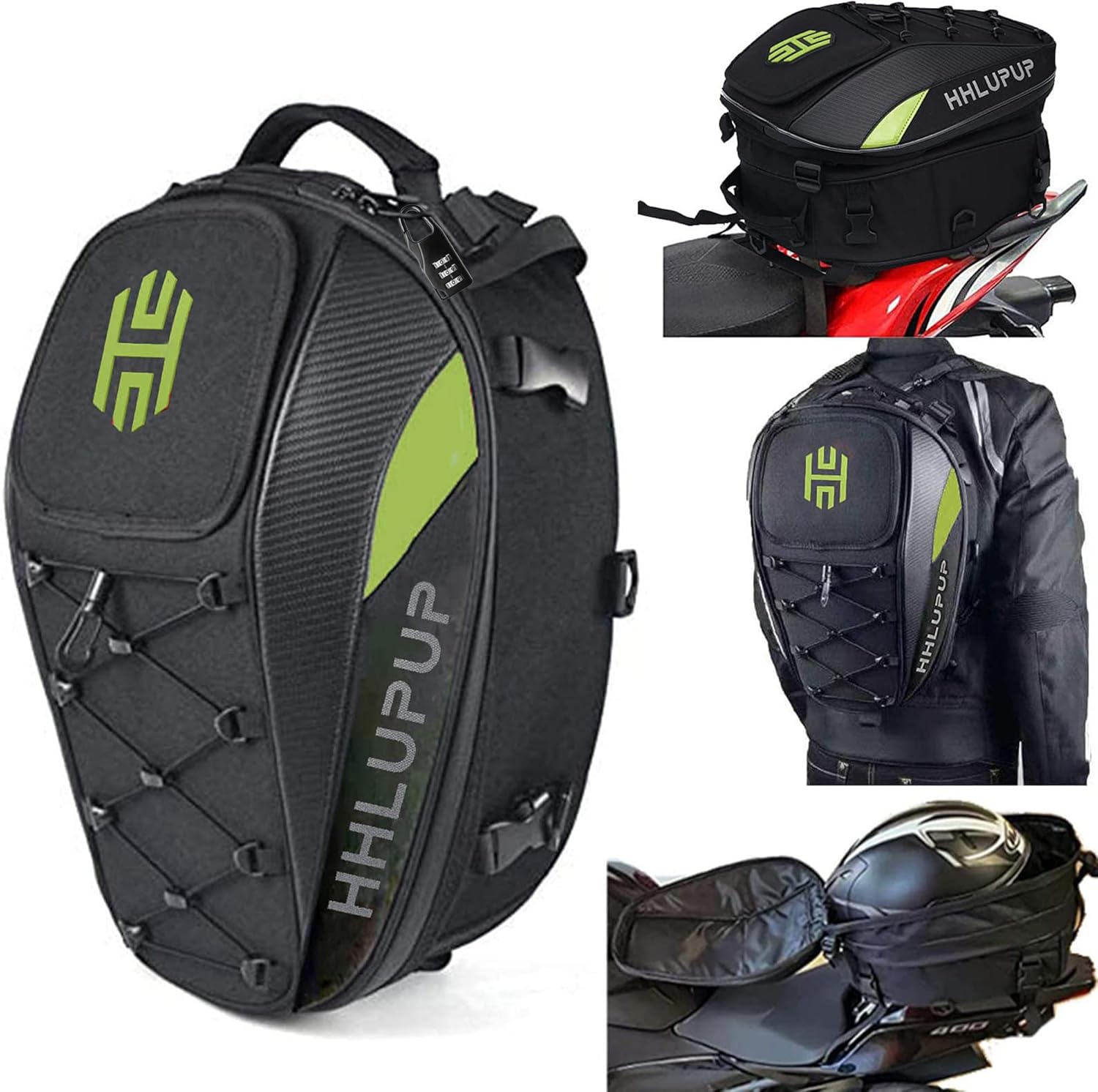 Motorcycle Tail Bag with Password Lock for Riders 25L-38L