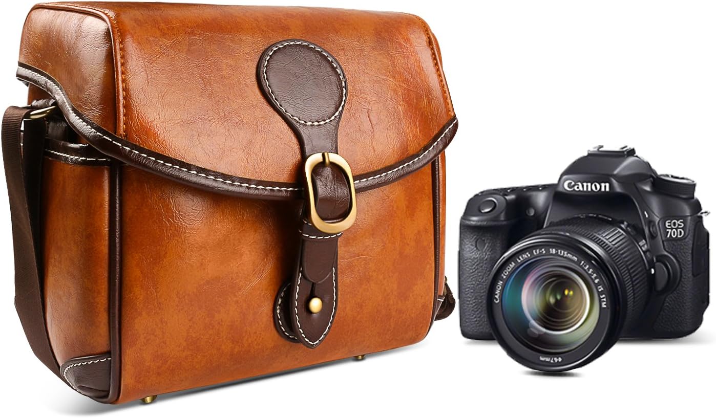 Topixdeals Leather DSLR Camera Bag