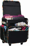 Everything Mary Rolling Scrapbook Tote Black & Floral Trim - Mobile