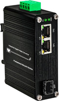 Mini Industrial 1-Port 100/1000X SFP to 2-Port 10/100/1000T Media