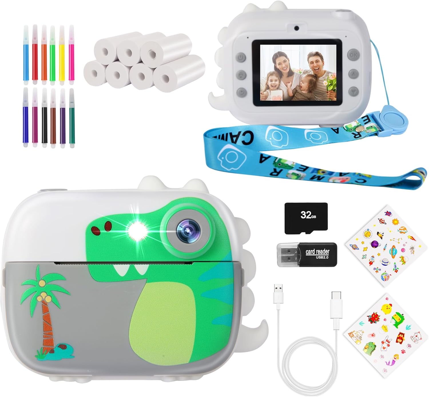 Instant Print Kids Camera - HD Video, 7 Rolls Paper - Perfect Gift!