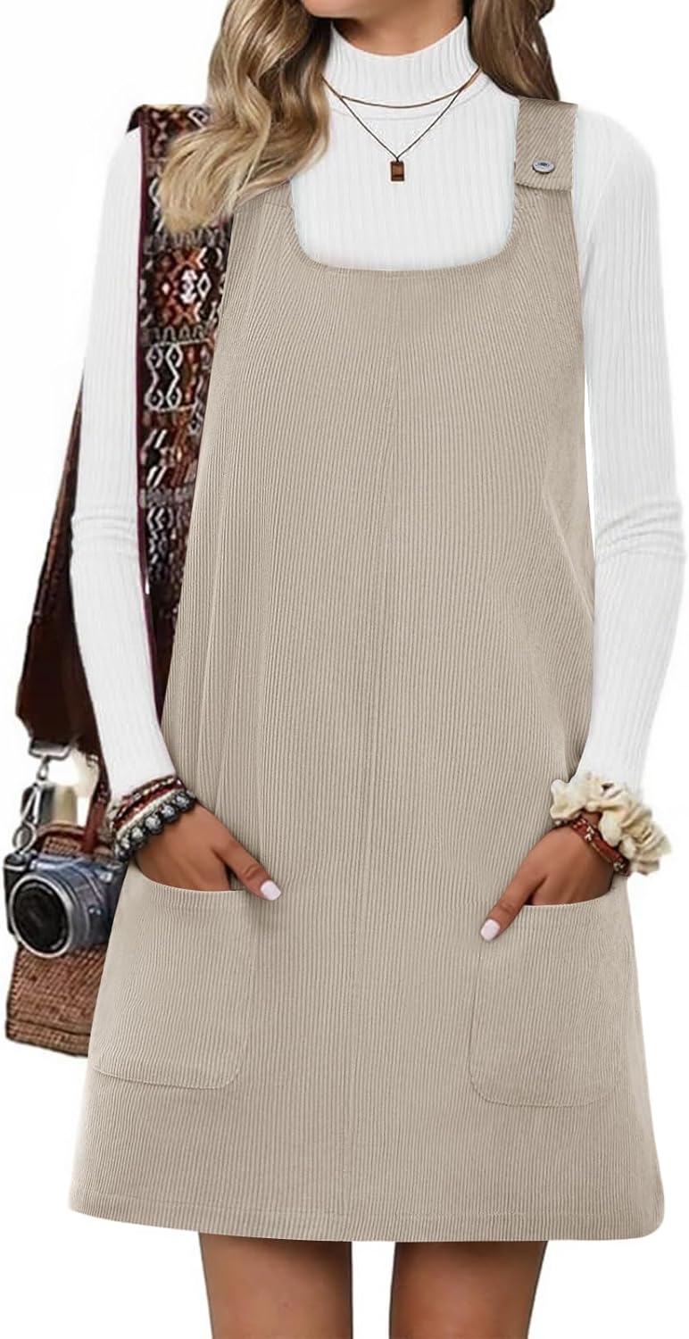 Yousify Womens Corduroy Overall Dress for Stylish Comfort