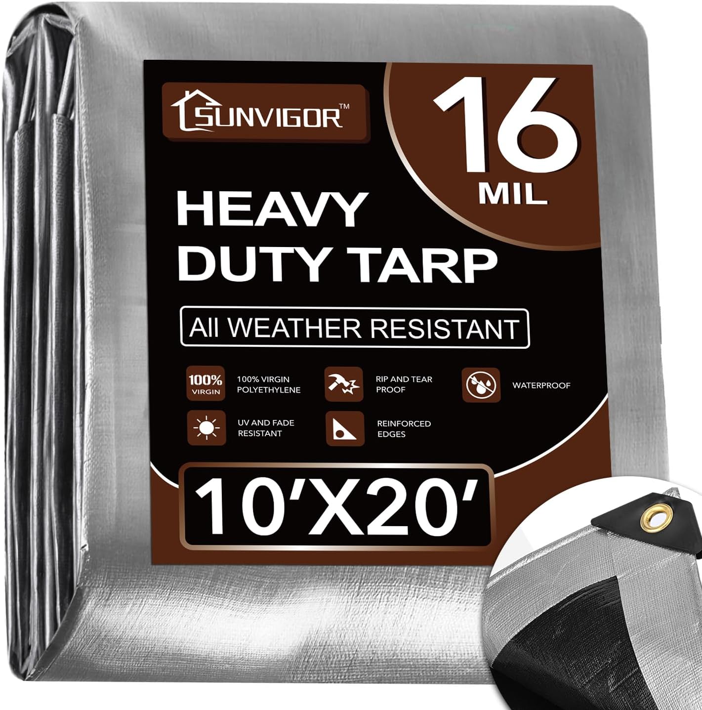 Heavy Duty Waterproof Tarps 10x20FT for All Weather Protection