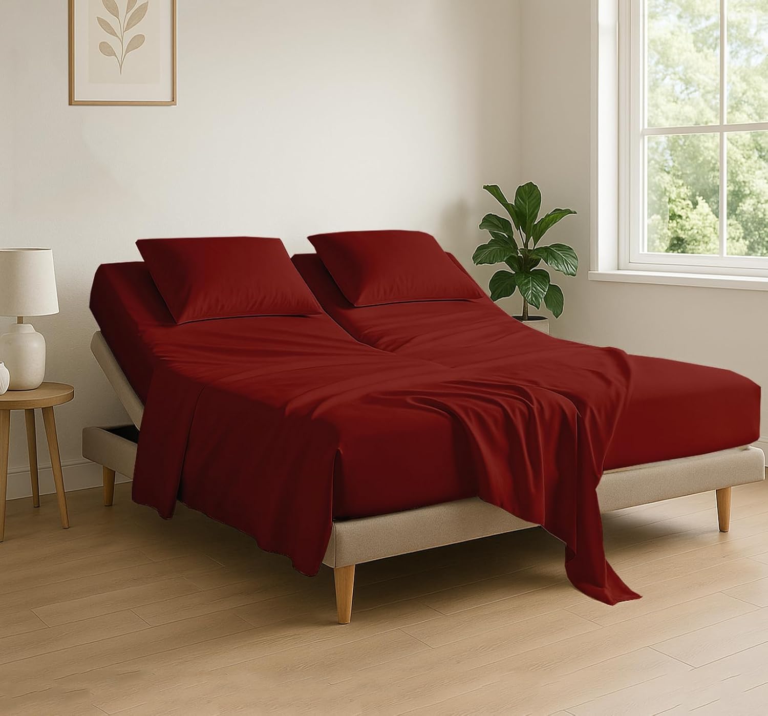 Cottingon 4 Piece Flex Head King Sheet Set for Adjustable Beds