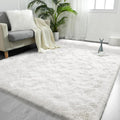 FlyDOIT 8x10 Feet Large Area Rug Ivory Shaggy Plush - Ultra Soft