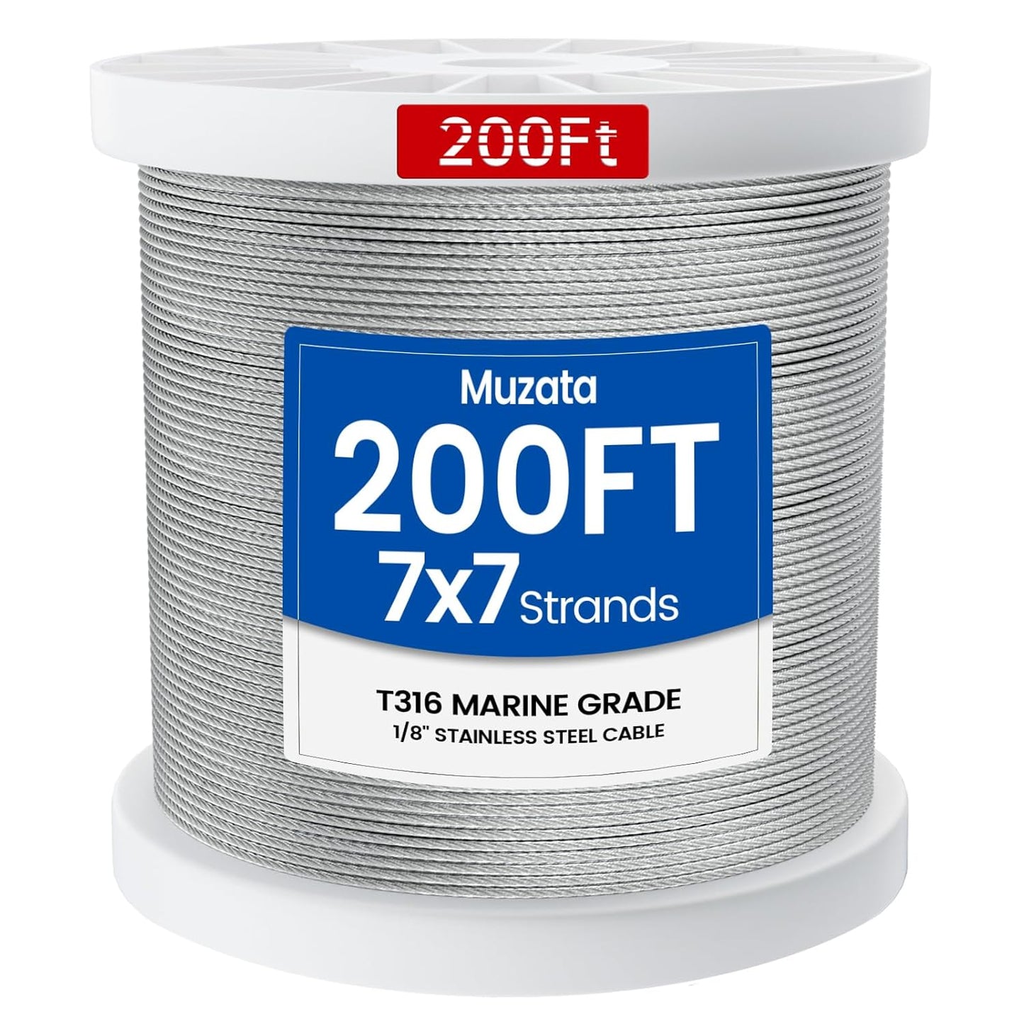 Muzata 200 ft 1/8 Stainless Steel Cable Railing System Kit