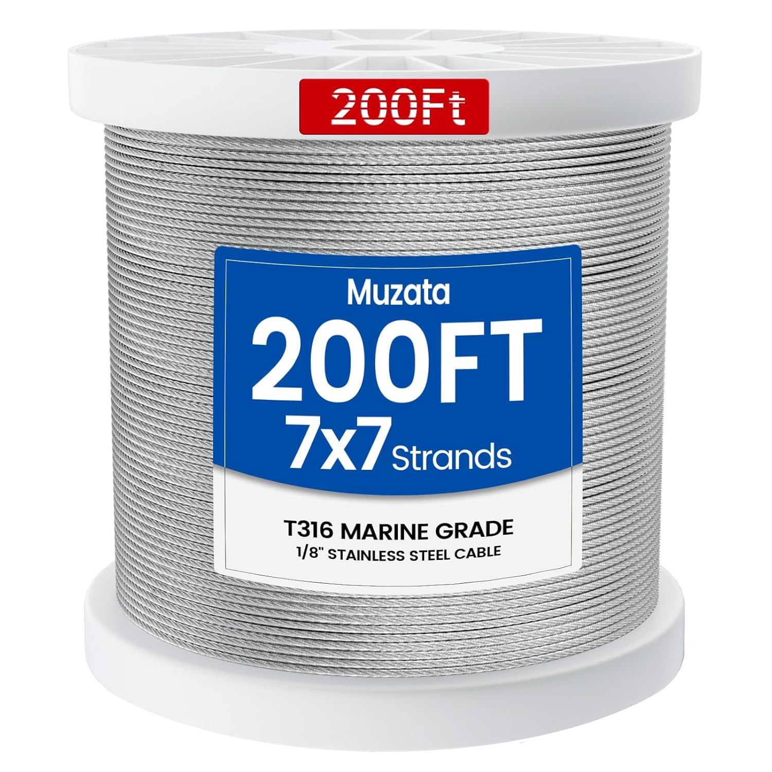 Muzata 200 ft 1/8 Stainless Steel Cable Railing System Kit