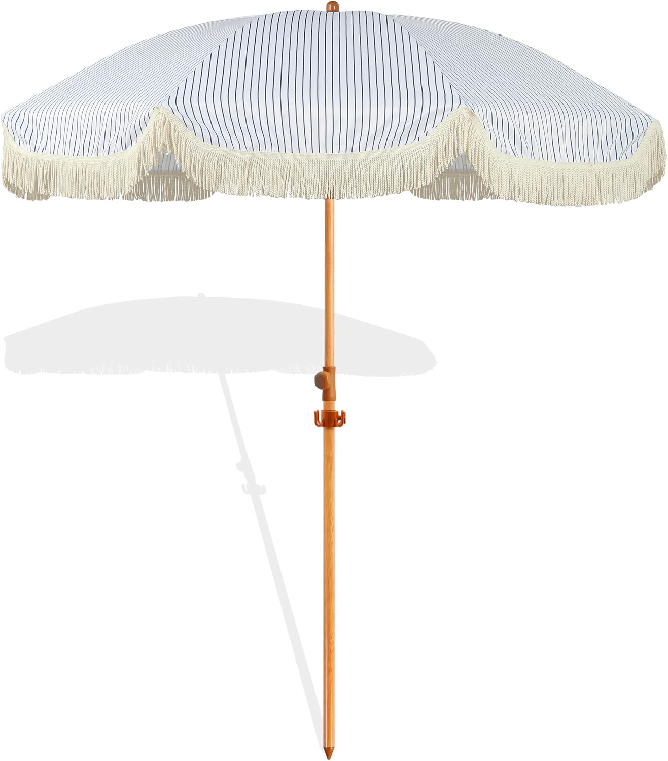 6.5ft Beach Umbrella with Fringe for Stylish Outdoor Shade