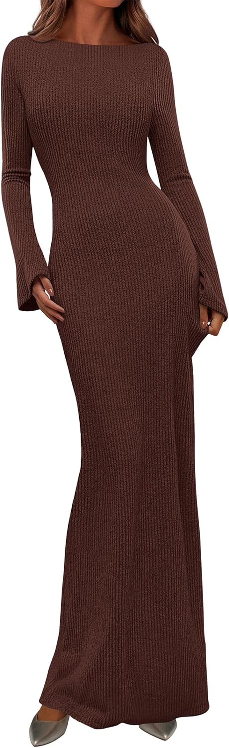 PRETTYGARDEN Women's Fall Fashion Long Sleeve Maxi Dress
