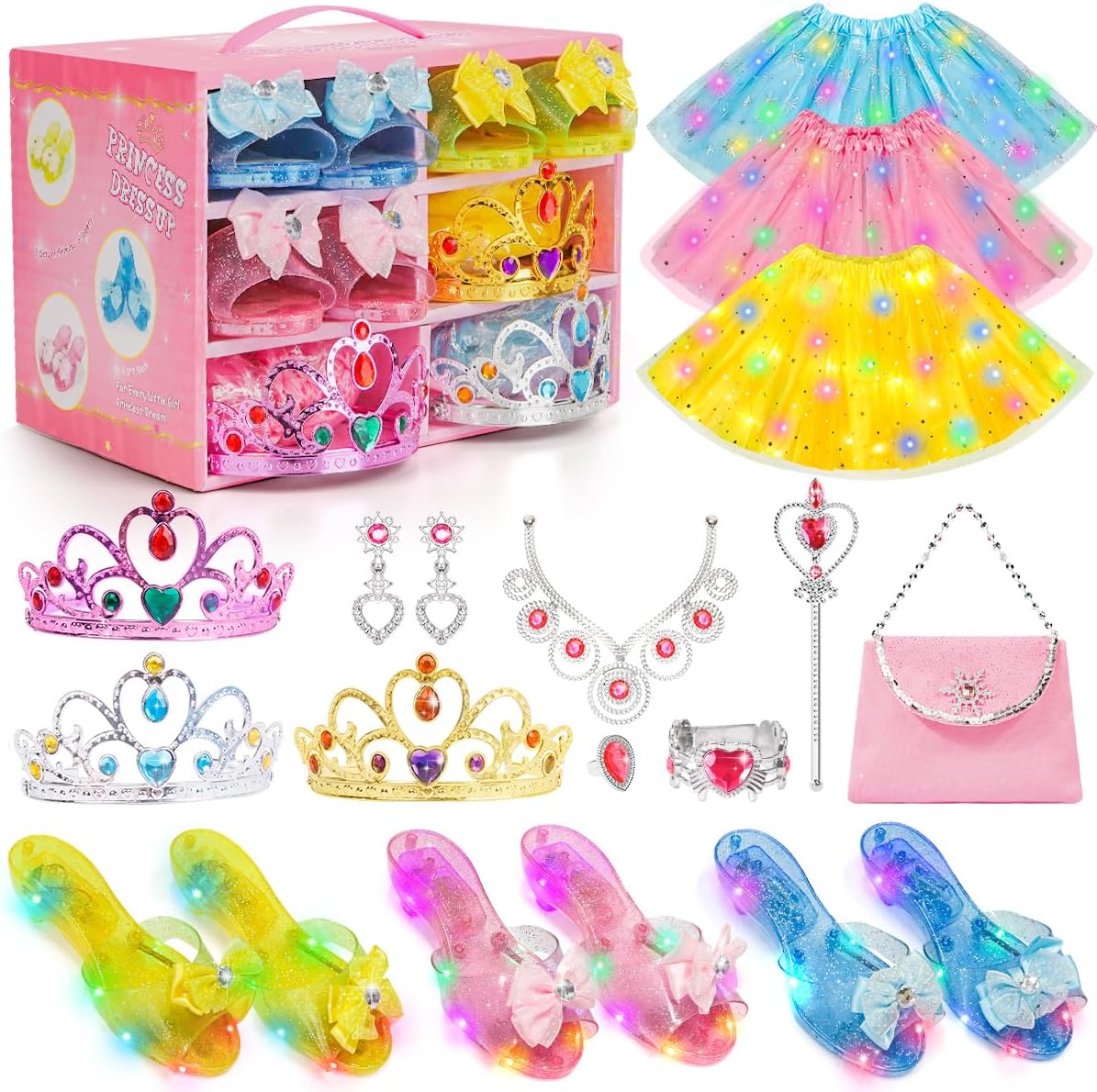 Meland Princess Dress Up Set for Girls with Sparkly Skirts