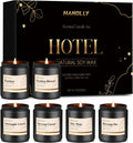 Hotel Scented Candles Set - Luxury 6 Pack Soy Jar Candles
