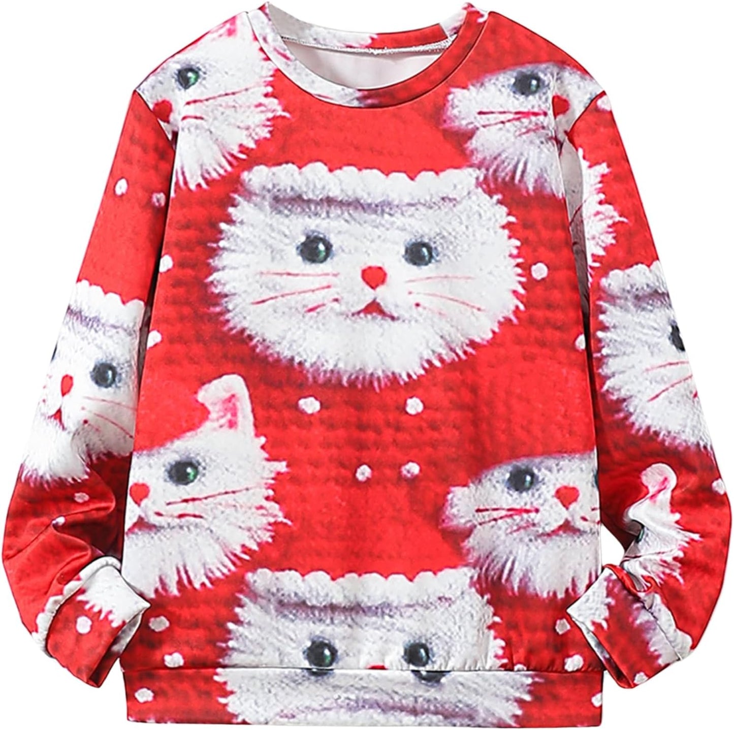 BOVOSHA 3D Cat Funny Christmas Sweatshirt for Kids