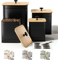 Kitchen Canisters for Countertop Set of 4 - Airtight Black Canisters