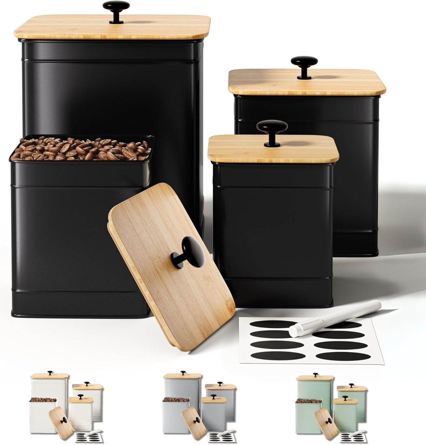 Kitchen Canisters Set of 4 with Airtight Lids for Storage