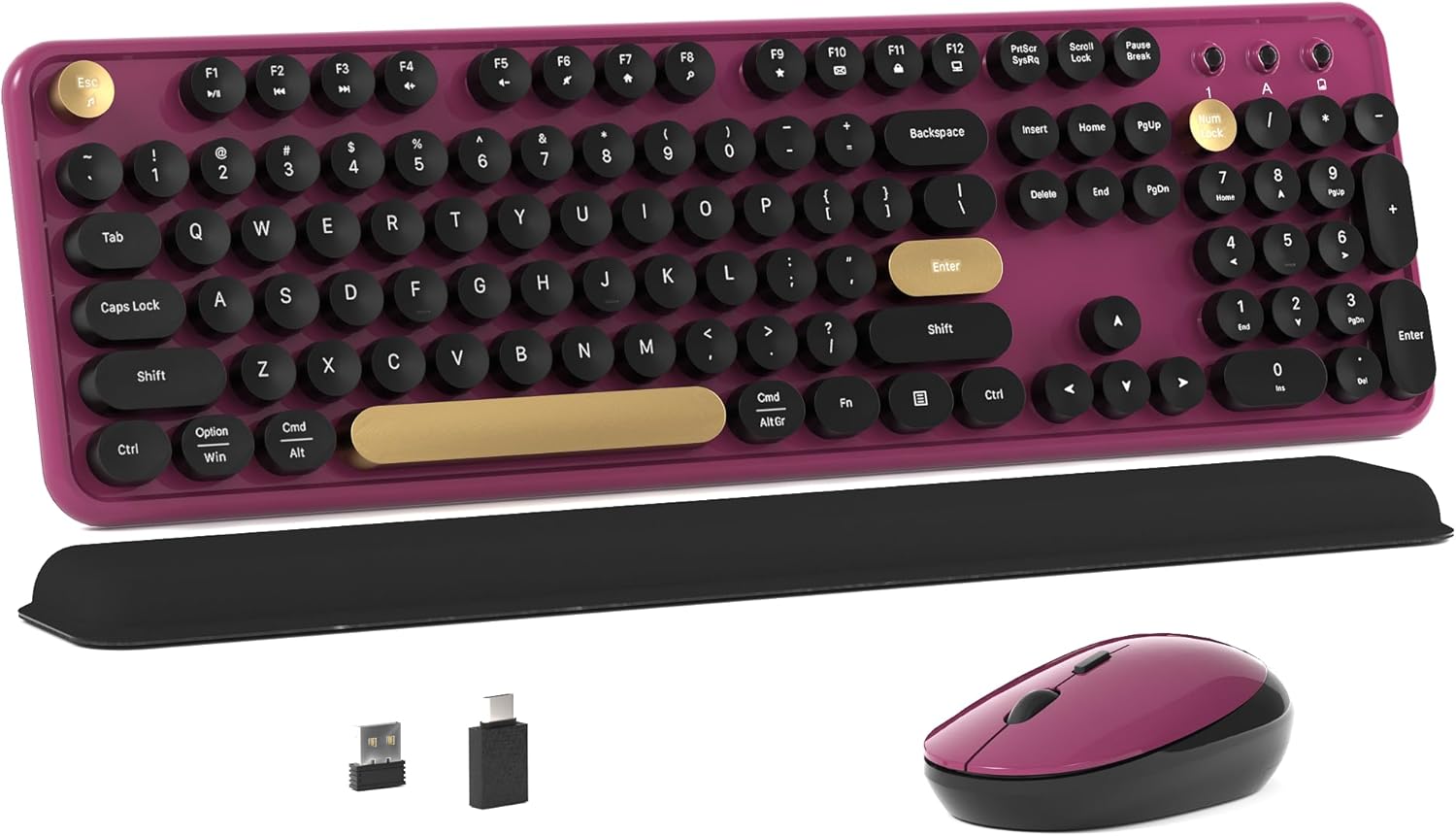 Colorful Wireless Keyboard and Mouse Combo with Retro Design