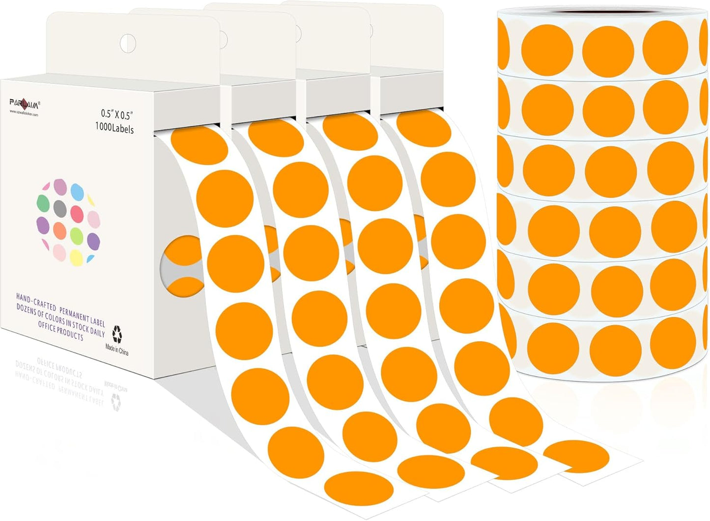PARLAIM 10000PCS 1/2 Inch Round Color-Code Dot Stickers for Office