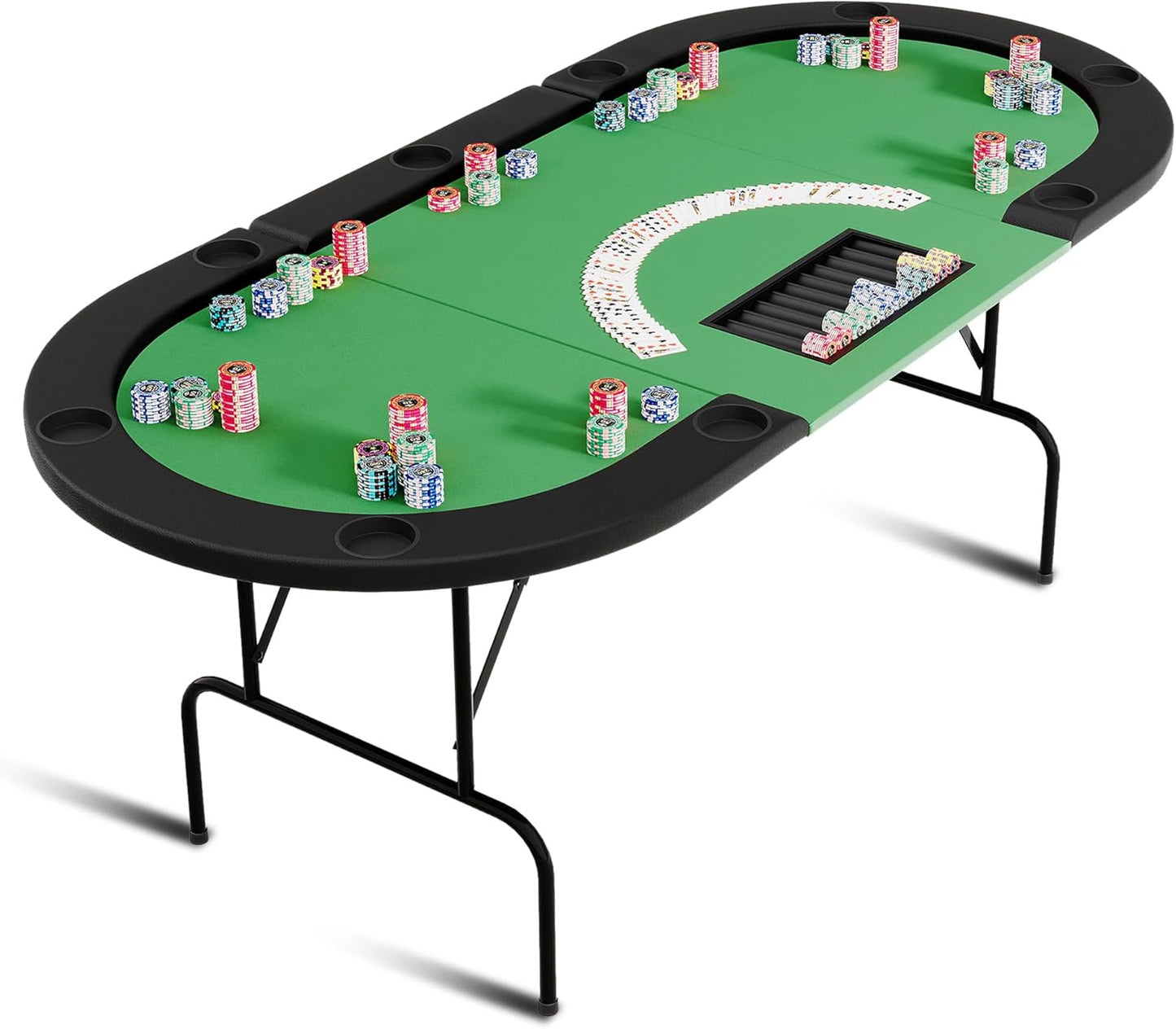 Oval Poker Table for 10 Players - Perfect for Game Nights