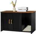 Black Frame with Warm Brown Top Litter Box Enclosure - Hidden Cat