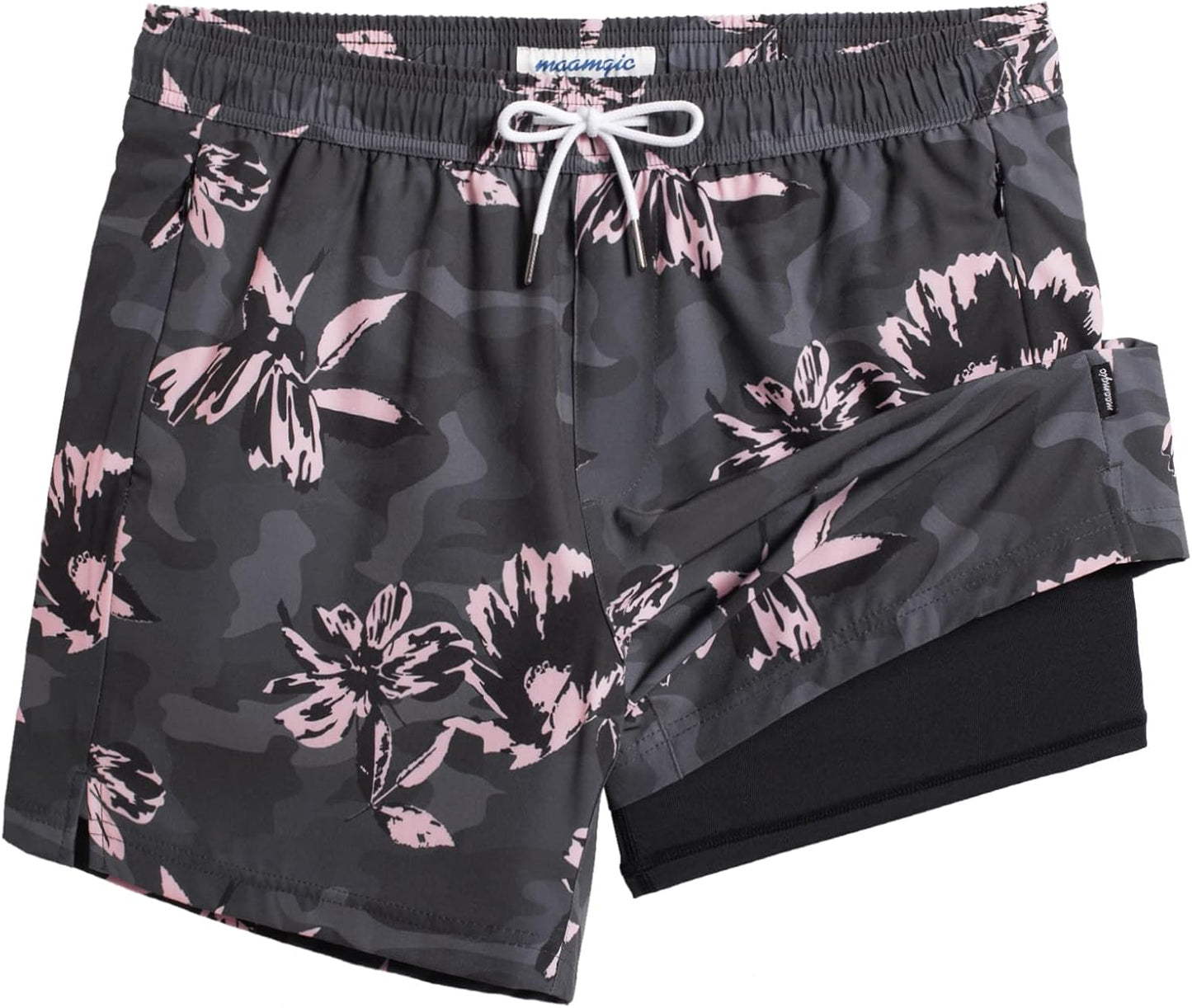 maamgic Mens Swim Trunks with Compression Liner for Comfort