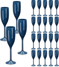 Navy Blue Champagne Flute Acrylic Goblets for Weddings and Parties