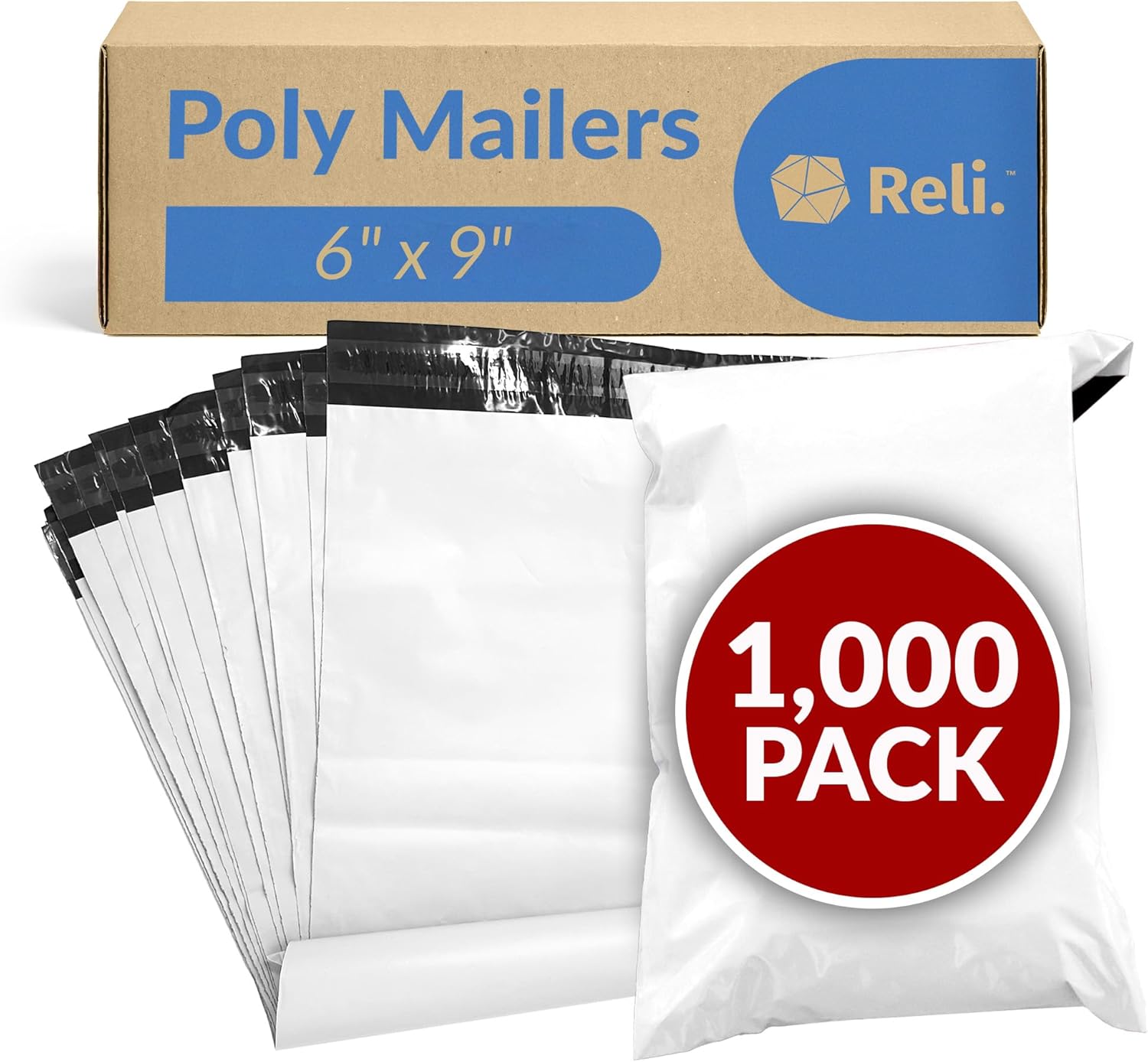 Reli. Poly Mailers 6x9 for Secure Shipping of Small Items