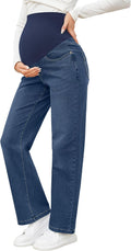 fitglam Women's Maternity Jeans Straight Leg Relaxed Fit - Over Belly