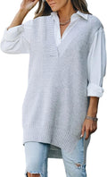 Oversized V Neck Knit Sweater Vest Tunic - Relaxed Layering Staple