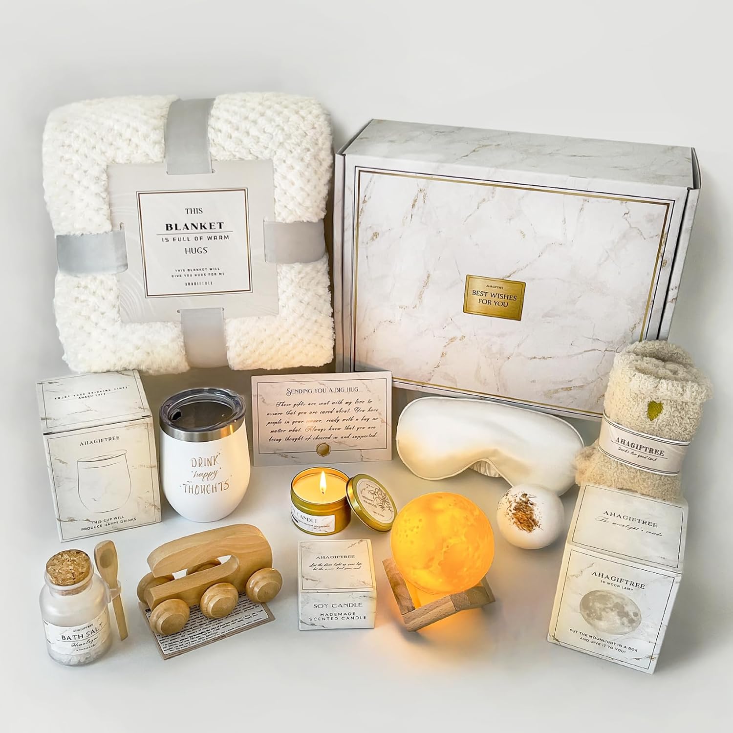 Thoughtful Gift Baskets for Women with Moon Lamp and Care Items