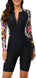 Halcurt Women's Boyleg One Piece Rash Guard - UPF50+ Full Coverage fit