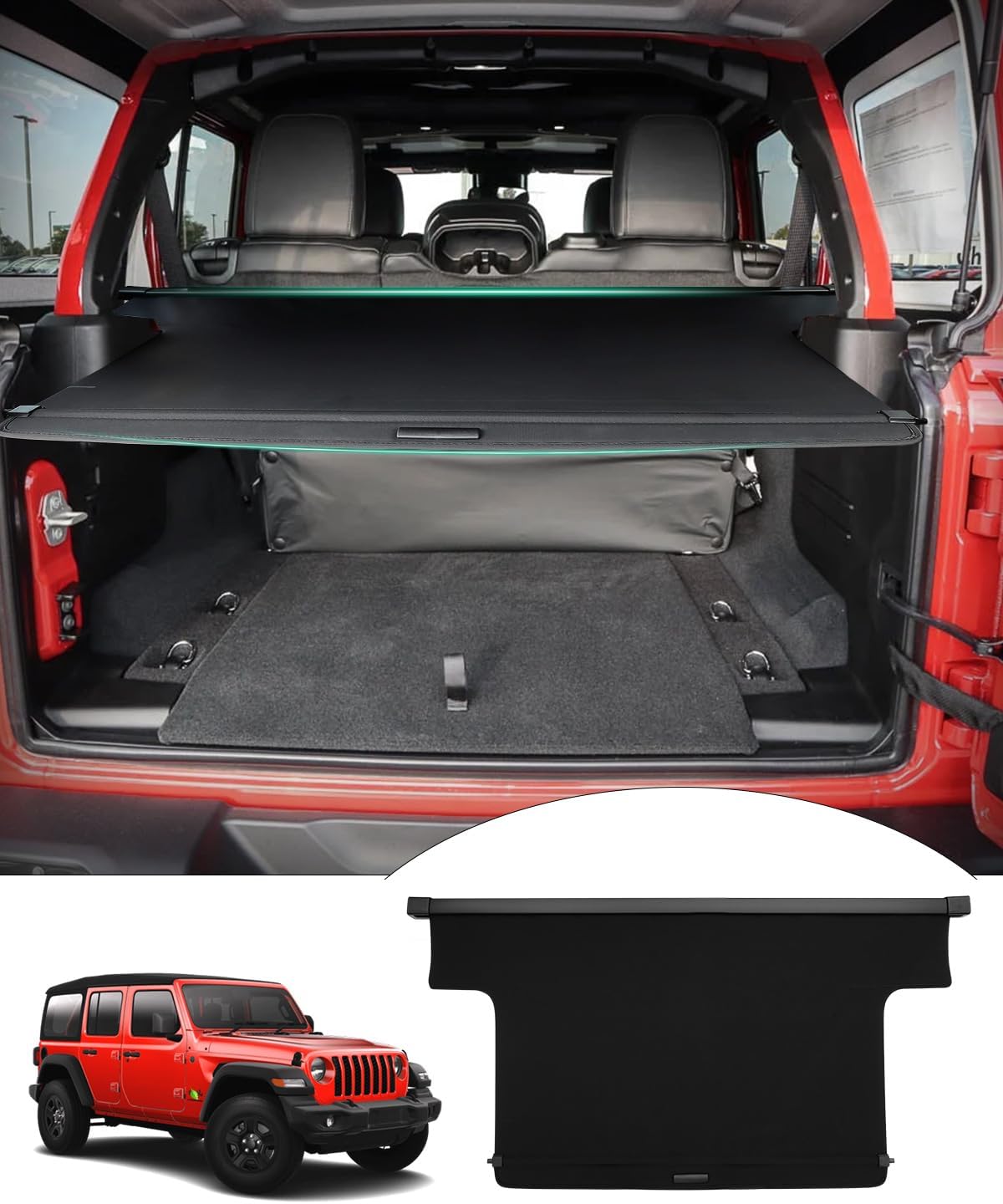 Powerty Cargo Cover for 2018-2023 Jeep Wrangler JL 4 Door