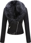 Bellivera Women Faux Leather Suede Jacket Moto Biker Coat Sherpa-Lined
