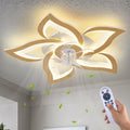 24in Wooden Geometric Ceiling Fan with Lights Remote Control - Low